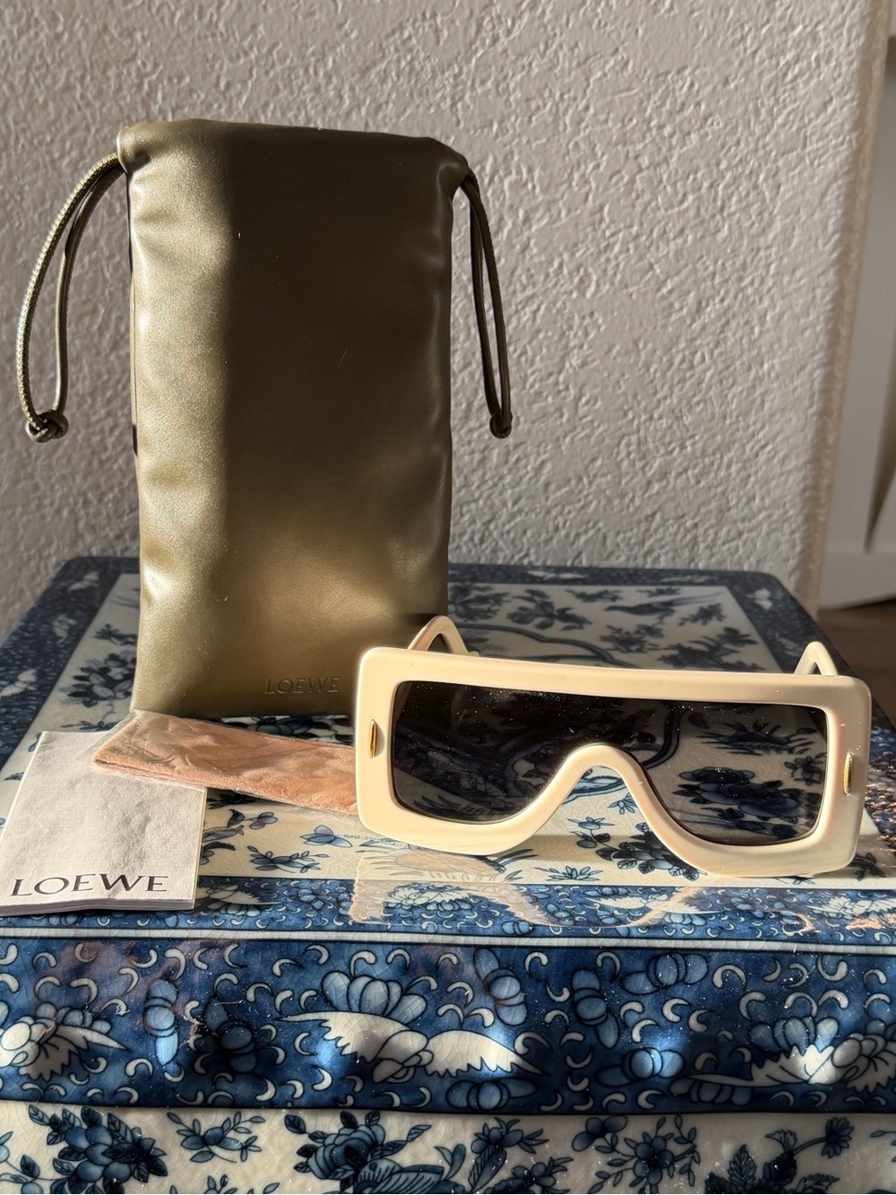 LOEWE white Shield Sunglasses New